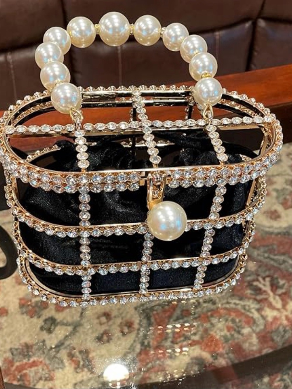 Elegant Cage Evening Bag - Black